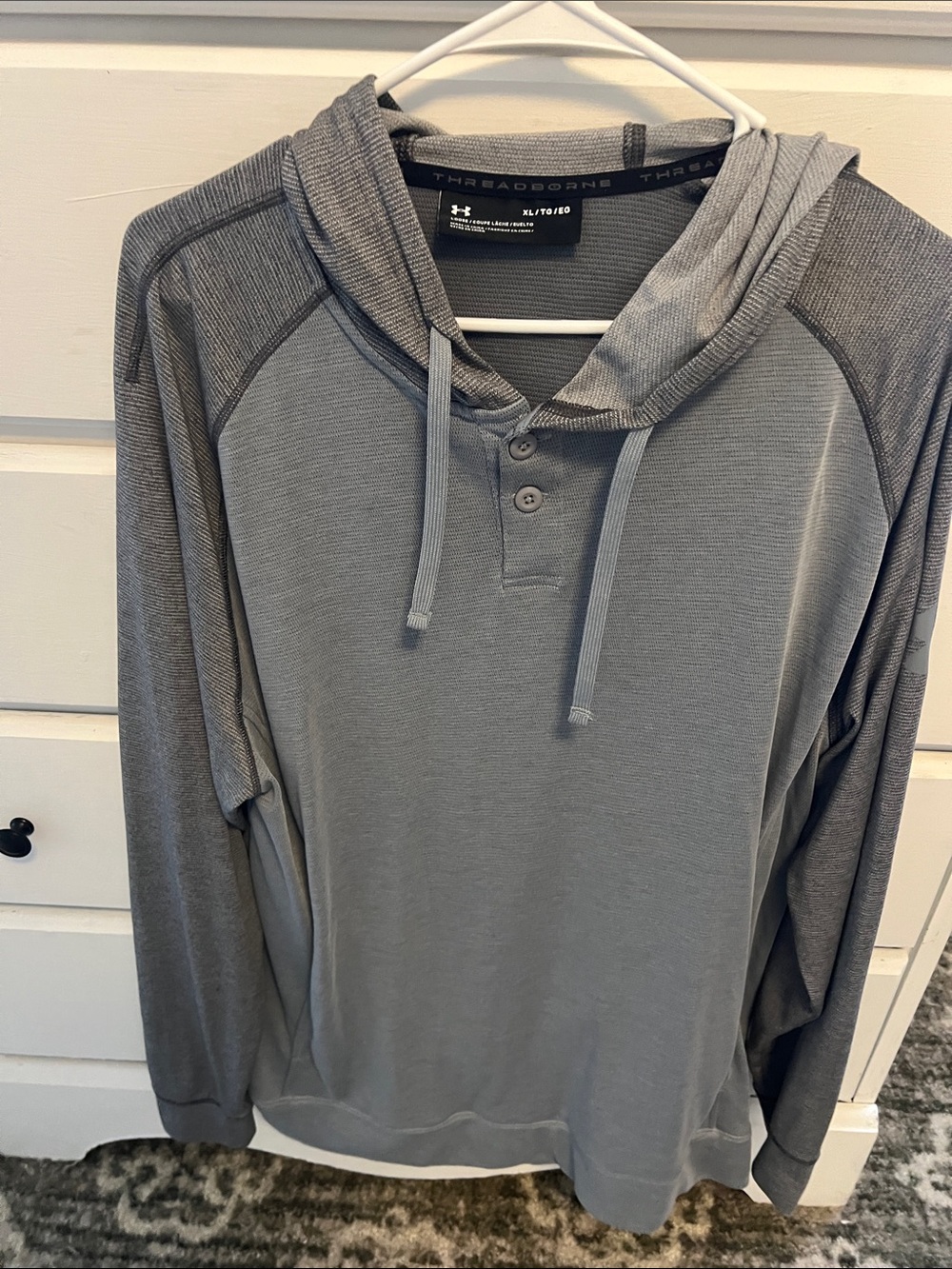 Under Armour Men's Light Gray Hooded Henley Pullover